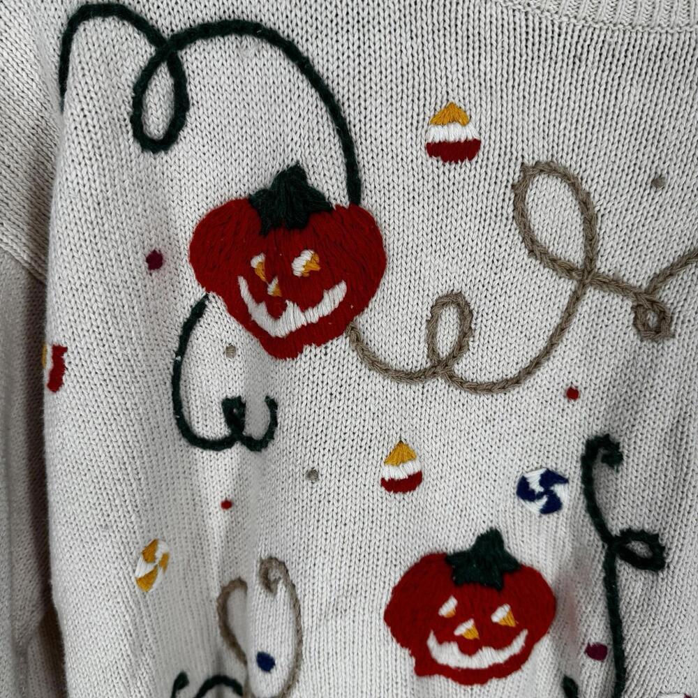 Whimsical Pumpkin Embroidered Sweater - Picture 2 of 4